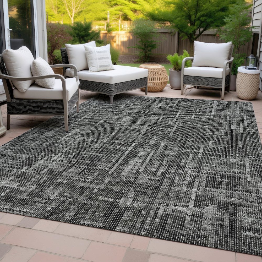 Machine Washable Indoor/Outdoor Chantille ACN2130 Charcoal 10' x 14' Rug. Picture 8