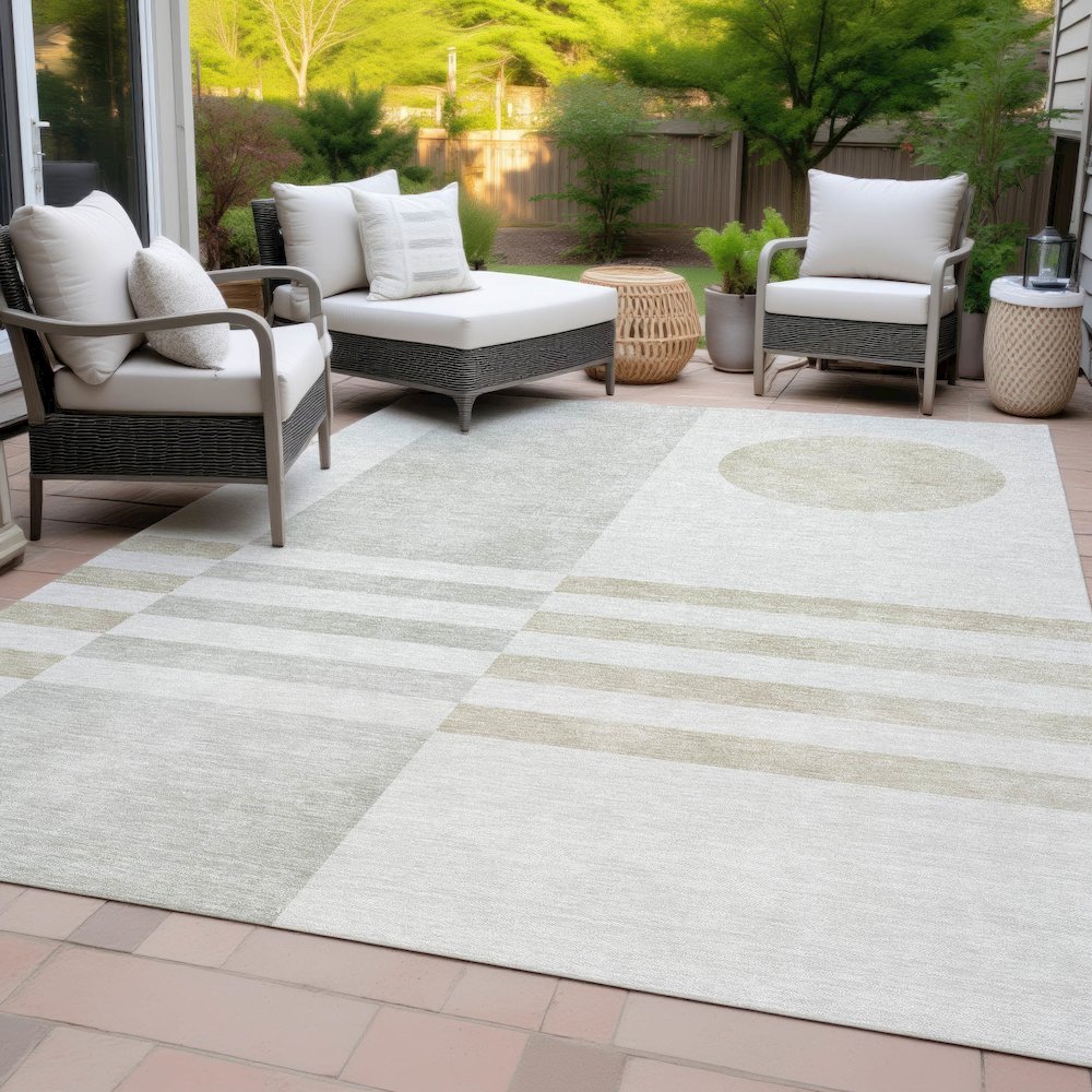 Machine Washable Indoor/Outdoor Chantille ACN2131 Linen 10' x 14' Rug. Picture 8