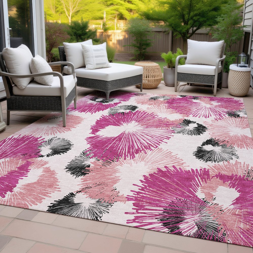 Machine Washable Indoor/Outdoor Chantille ACN2132 Pink 10' x 14' Rug. Picture 8