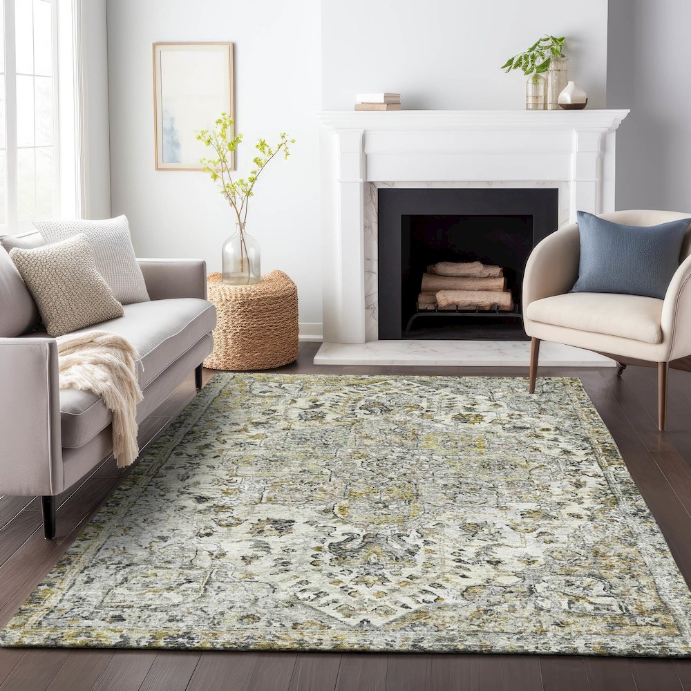 Machine Washable Indoor/Outdoor Chantille ACN2138 Beige 10' x 14' Rug. Picture 6