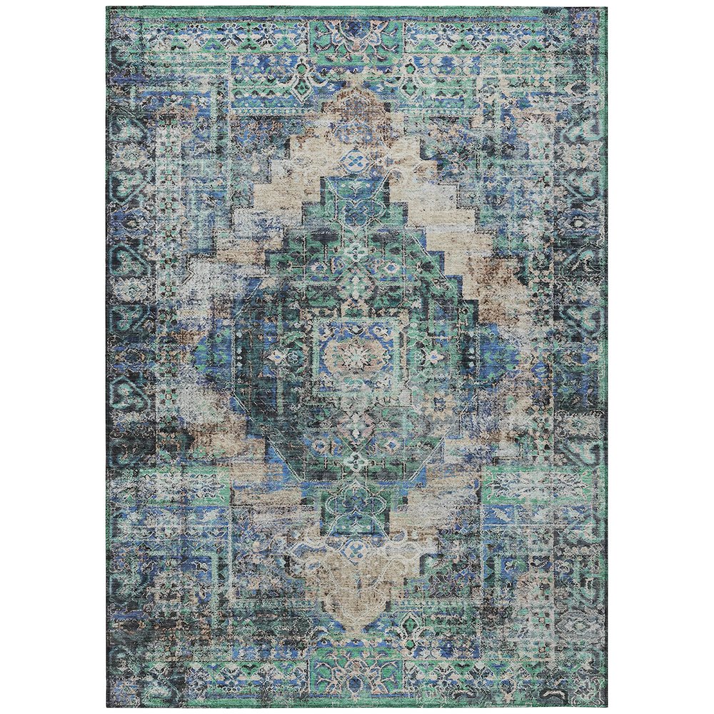 Machine Washable Indoor/Outdoor Chantille ACN2139 Green 10' x 14' Rug. Picture 1