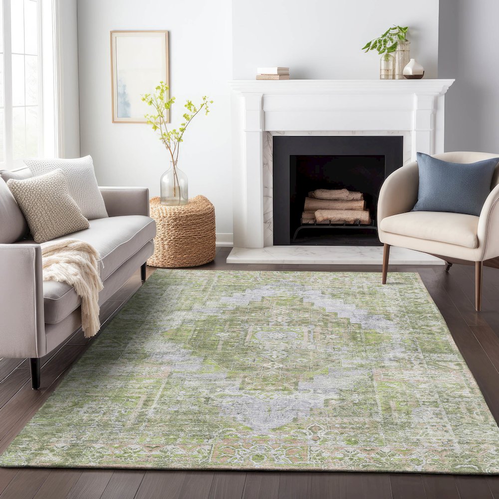 Machine Washable Indoor/Outdoor Chantille ACN2140 Aloe 10' x 14' Rug. Picture 6