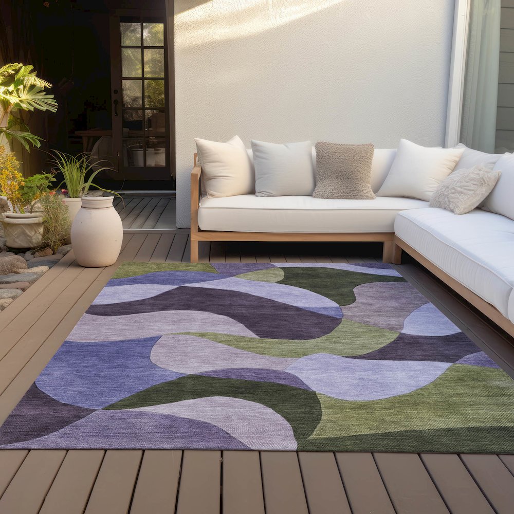 Machine Washable Indoor/Outdoor Chantille ACN2141 Purple 10' x 14' Rug. Picture 7