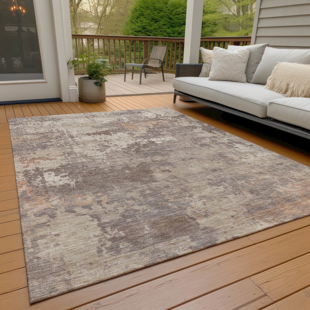 Machine Washable Indoor/Outdoor Chantille ACN2143 Brown 10' x 14' Rug. Picture 7