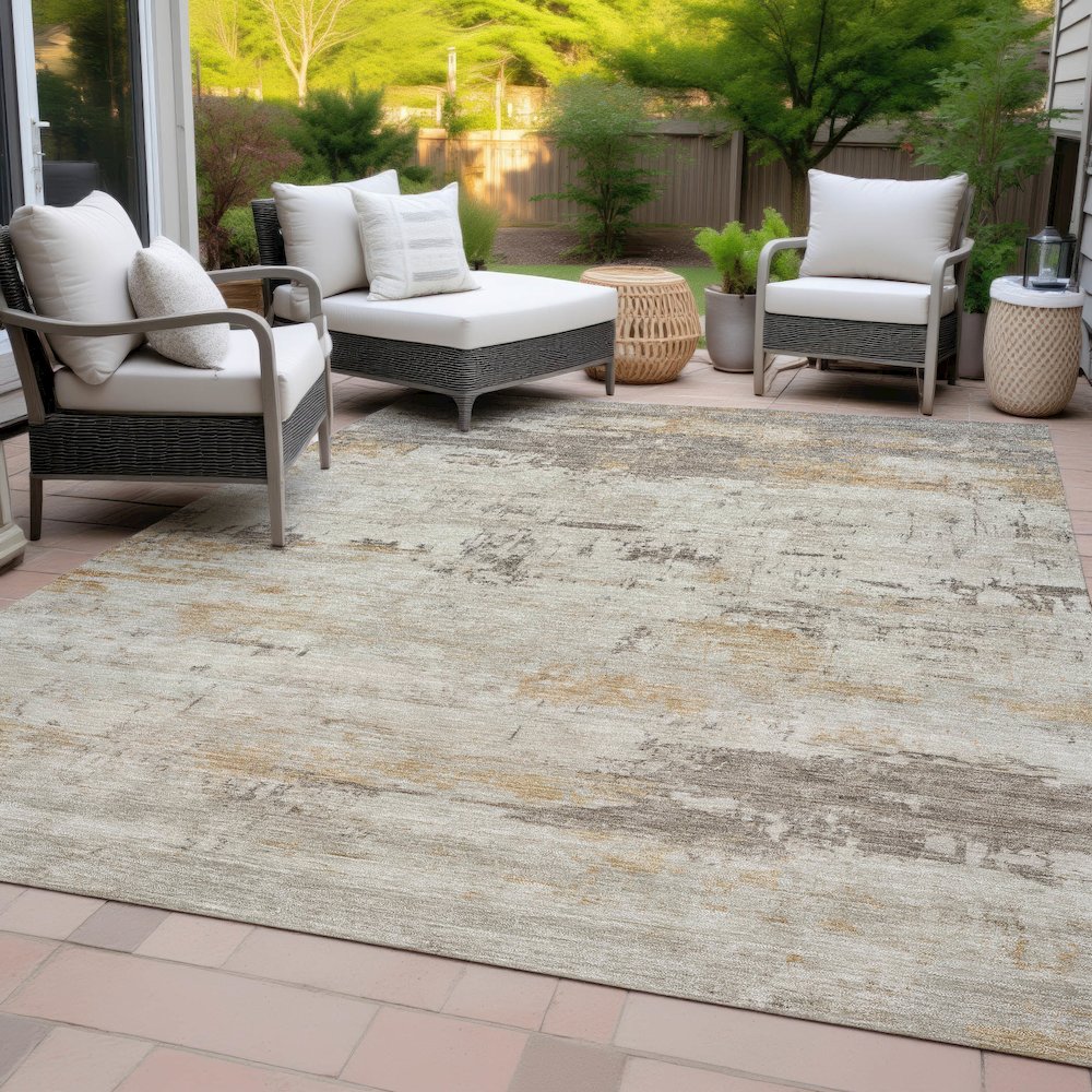Machine Washable Indoor/Outdoor Chantille ACN2145 Putty 10' x 14' Rug. Picture 8