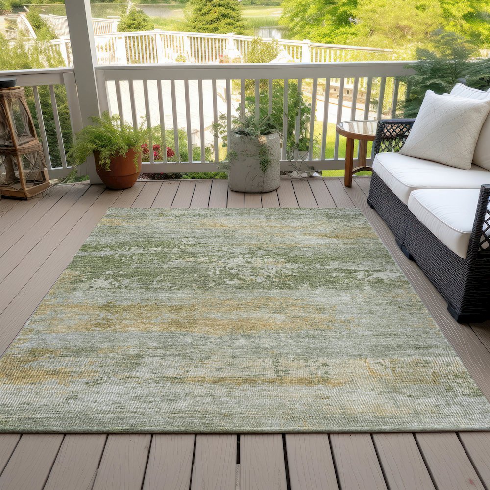 Machine Washable Indoor/Outdoor Chantille ACN2146 Aloe 10' x 14' Rug. Picture 7