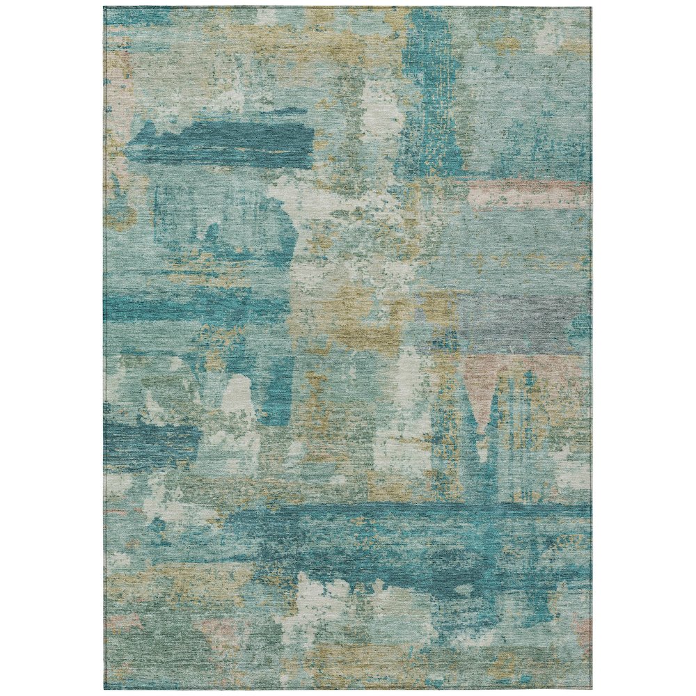 Machine Washable Indoor/Outdoor Chantille ACN2147 Teal 10' x 14' Rug. Picture 1