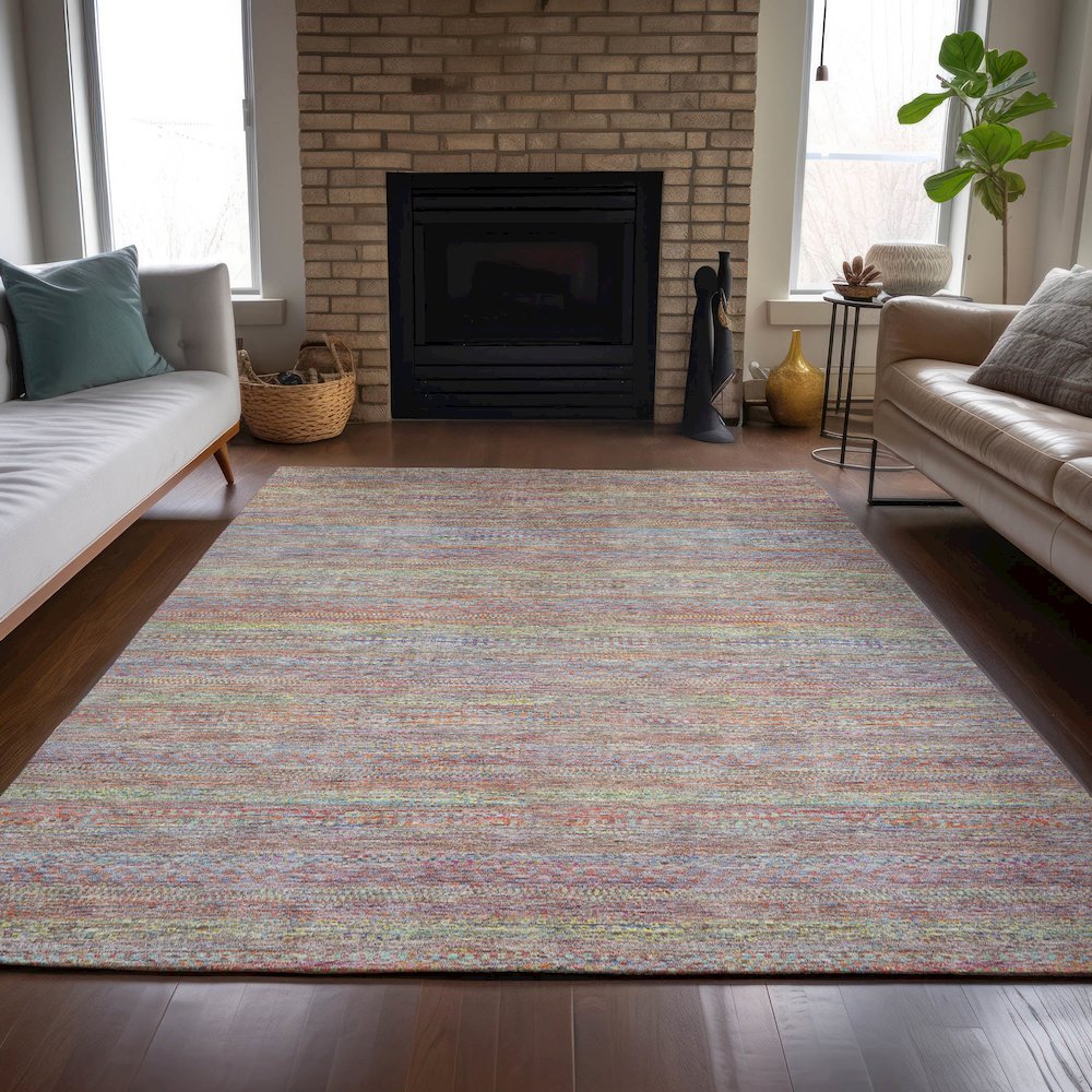 Machine Washable Indoor/Outdoor Chantille ACN2148 Terracotta 10' x 14' Rug. Picture 6