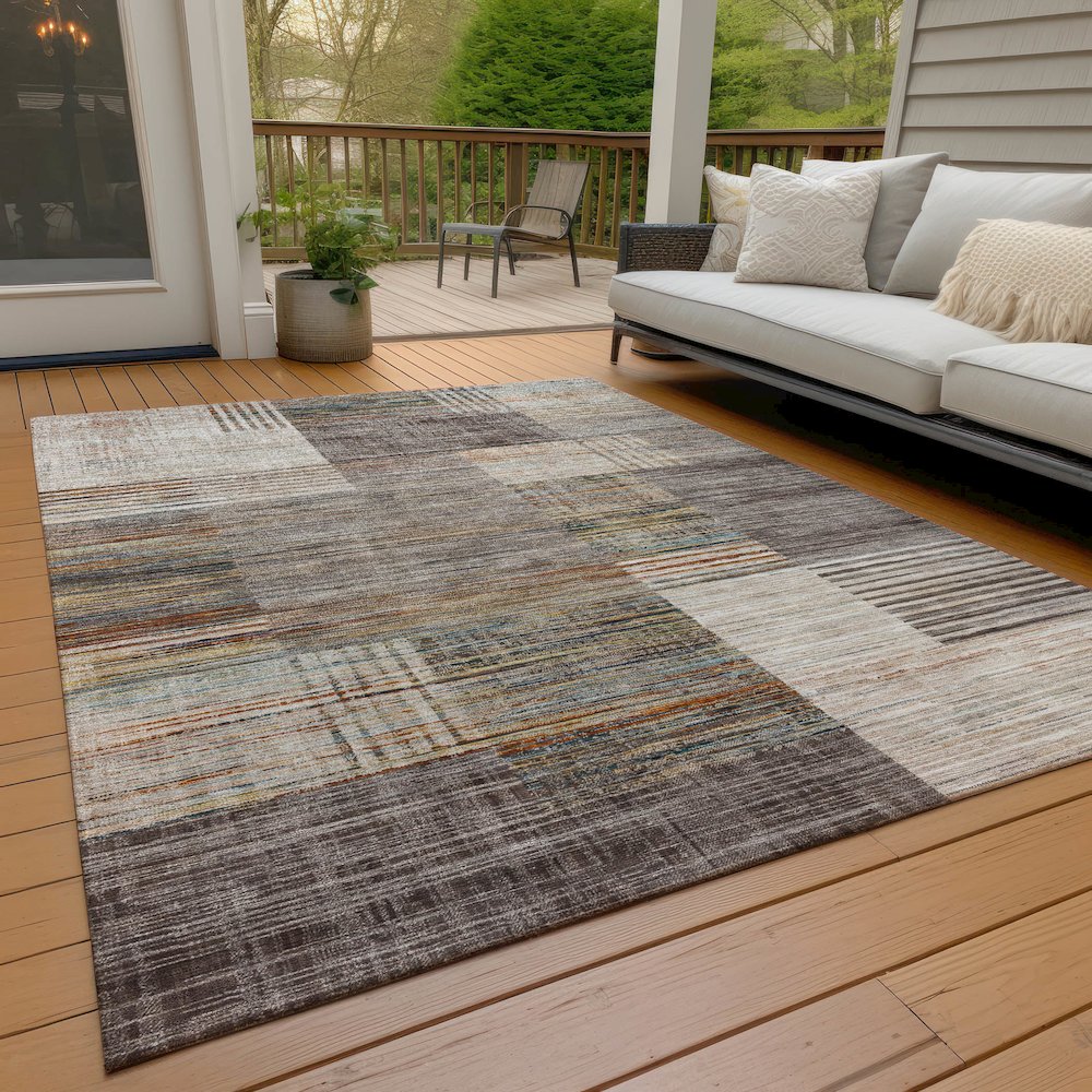 Machine Washable Indoor/Outdoor Chantille ACN2149 Taupe 10' x 14' Rug. Picture 7
