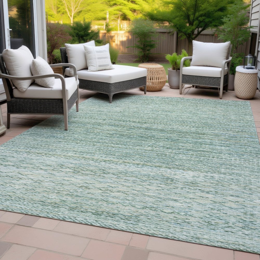 Machine Washable Indoor/Outdoor Chantille ACN2150 Aqua 10' x 14' Rug. Picture 8