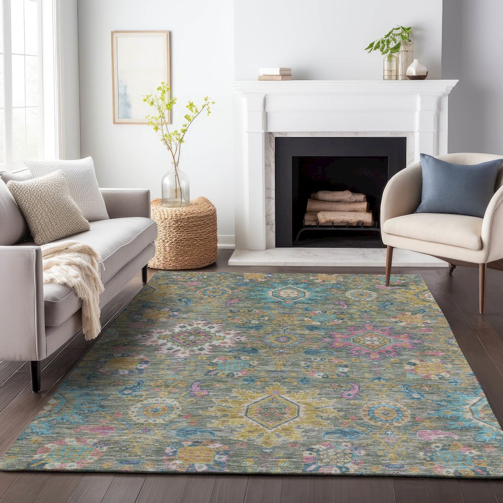 Machine Washable Indoor/Outdoor Chantille ACN2151 Aloe 10' x 14' Rug. Picture 6