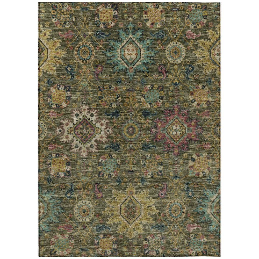Machine Washable Indoor/Outdoor Chantille ACN2151 Olive 10' x 14' Rug. Picture 1