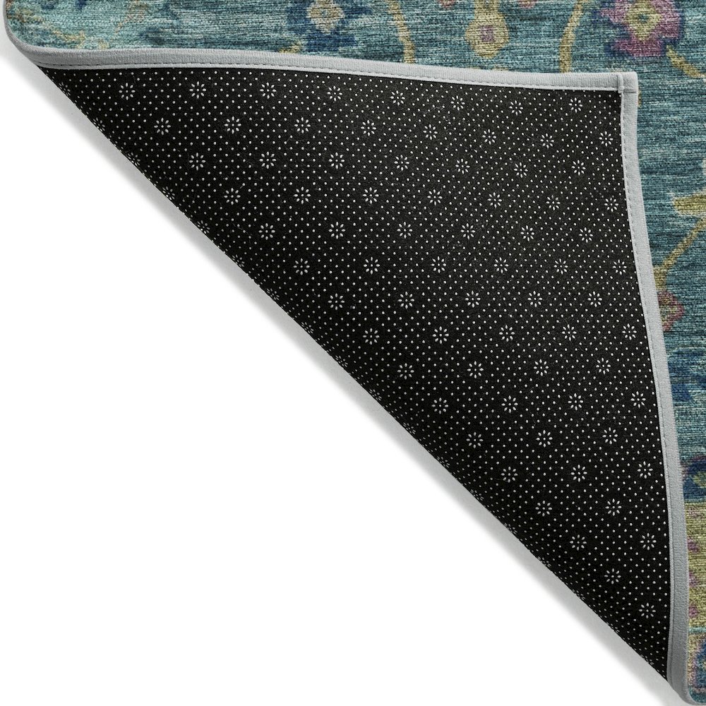 Machine Washable Indoor/Outdoor Chantille ACN2151 Teal 8' x 8' Round Rug. Picture 2
