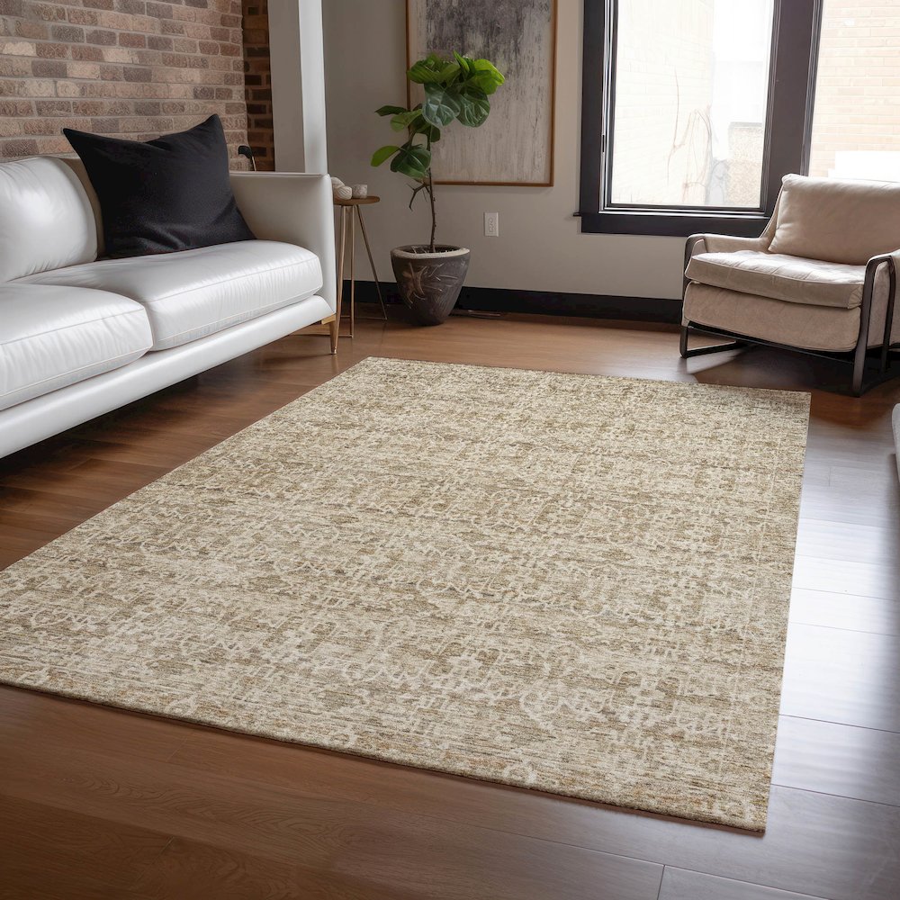 Machine Washable Indoor/Outdoor Chantille ACN2152 Brown 10' x 14' Rug. Picture 5