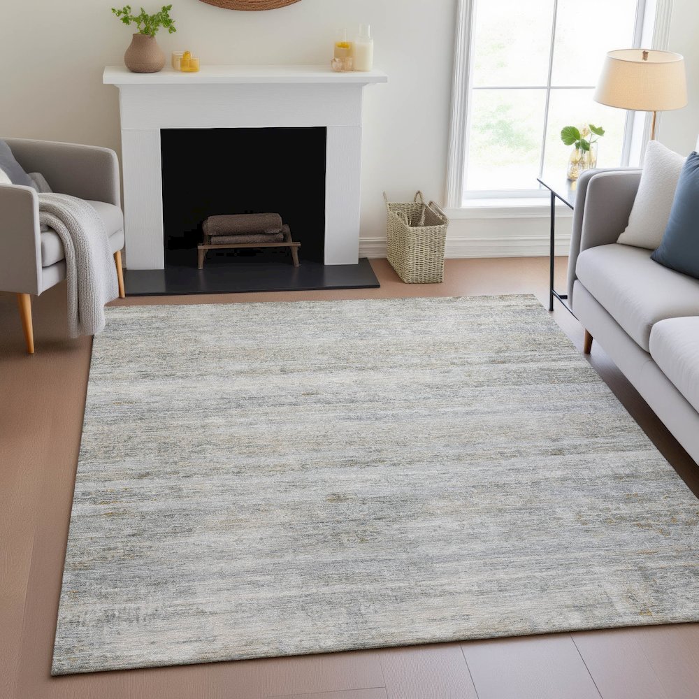 Machine Washable Indoor/Outdoor Chantille ACN2154 Granite 10' x 14' Rug. Picture 5