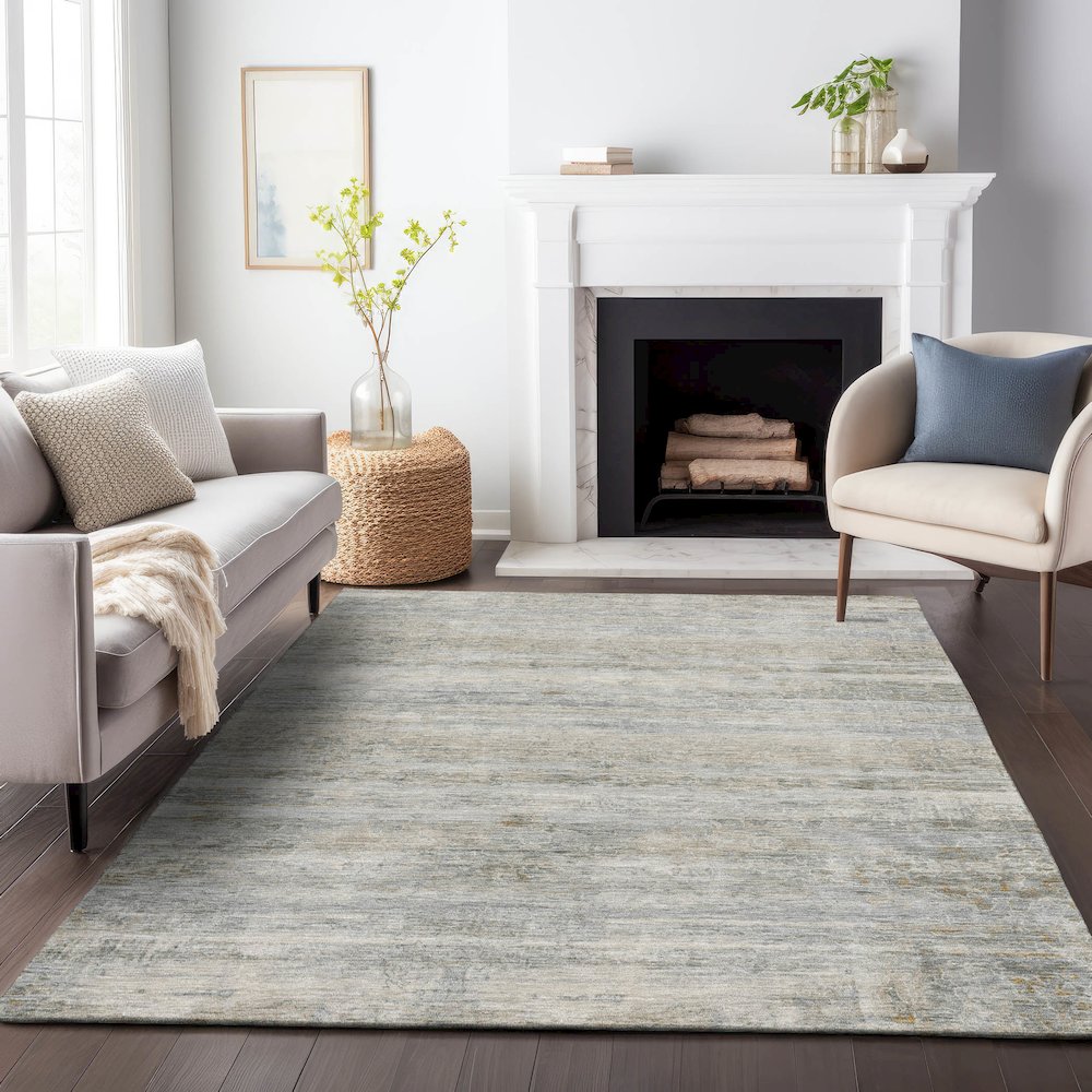 Machine Washable Indoor/Outdoor Chantille ACN2154 Granite 10' x 14' Rug. Picture 6