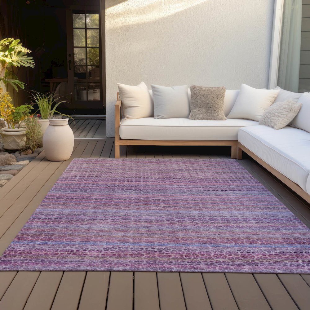 Machine Washable Indoor/Outdoor Chantille ACN2155 Purple 10' x 14' Rug. Picture 7