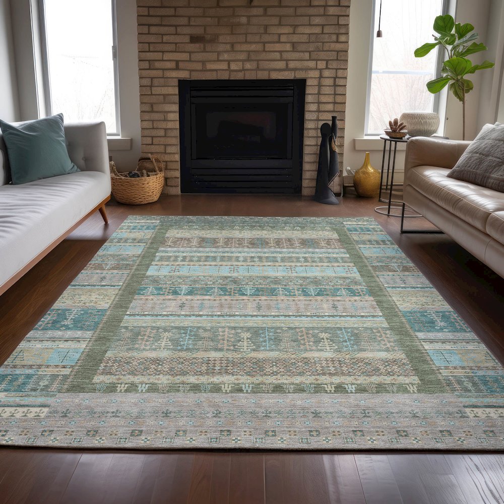 Machine Washable Indoor/Outdoor Chantille ACN2160 Aloe 10' x 14' Rug. Picture 6