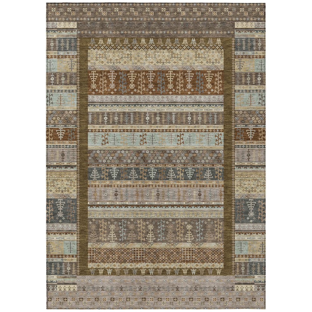 Machine Washable Indoor/Outdoor Chantille ACN2160 Brown 10' x 14' Rug. Picture 1
