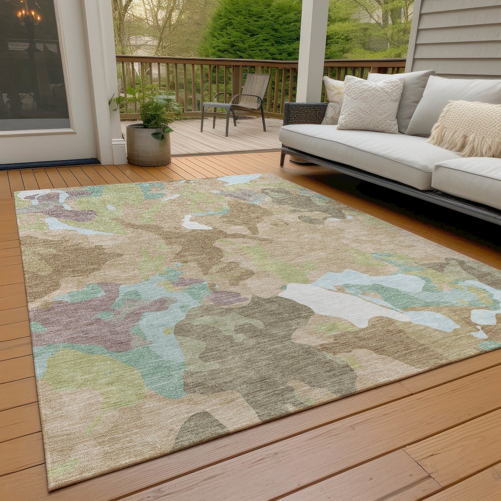 Machine Washable Indoor/Outdoor Chantille ACN2161 Beige 10' x 14' Rug. Picture 7