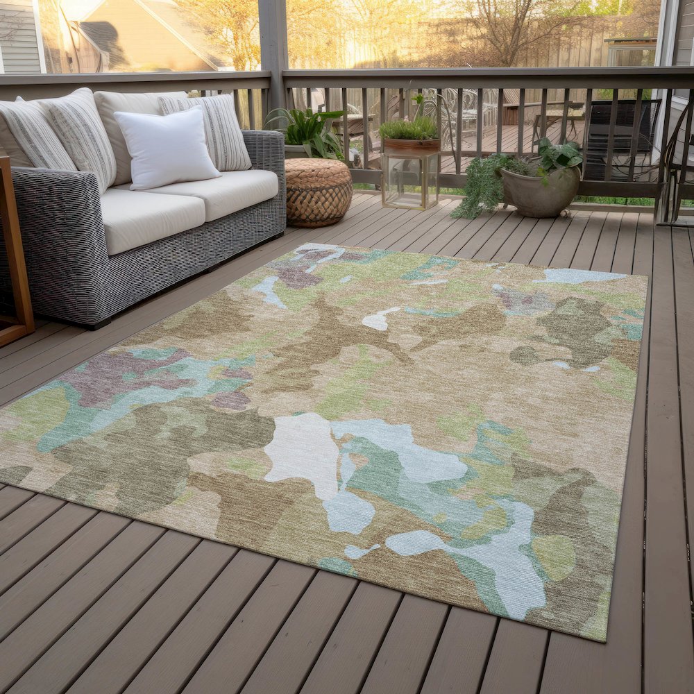 Machine Washable Indoor/Outdoor Chantille ACN2161 Beige 10' x 14' Rug. Picture 8