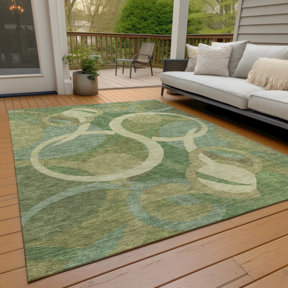 Machine Washable Indoor/Outdoor Chantille ACN2167 Green 10' x 14' Rug. Picture 7