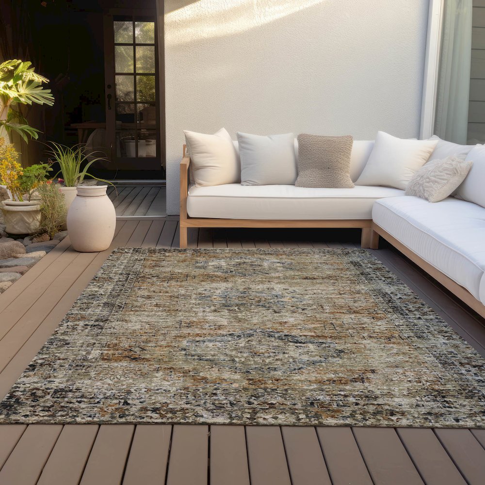 Machine Washable Indoor/Outdoor Chantille ACN2170 Copper 10' x 14' Rug. Picture 7