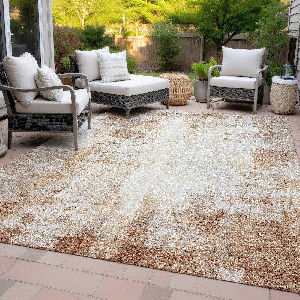 Machine Washable Indoor/Outdoor Chantille ACN2171 Copper 10' x 14' Rug. Picture 8