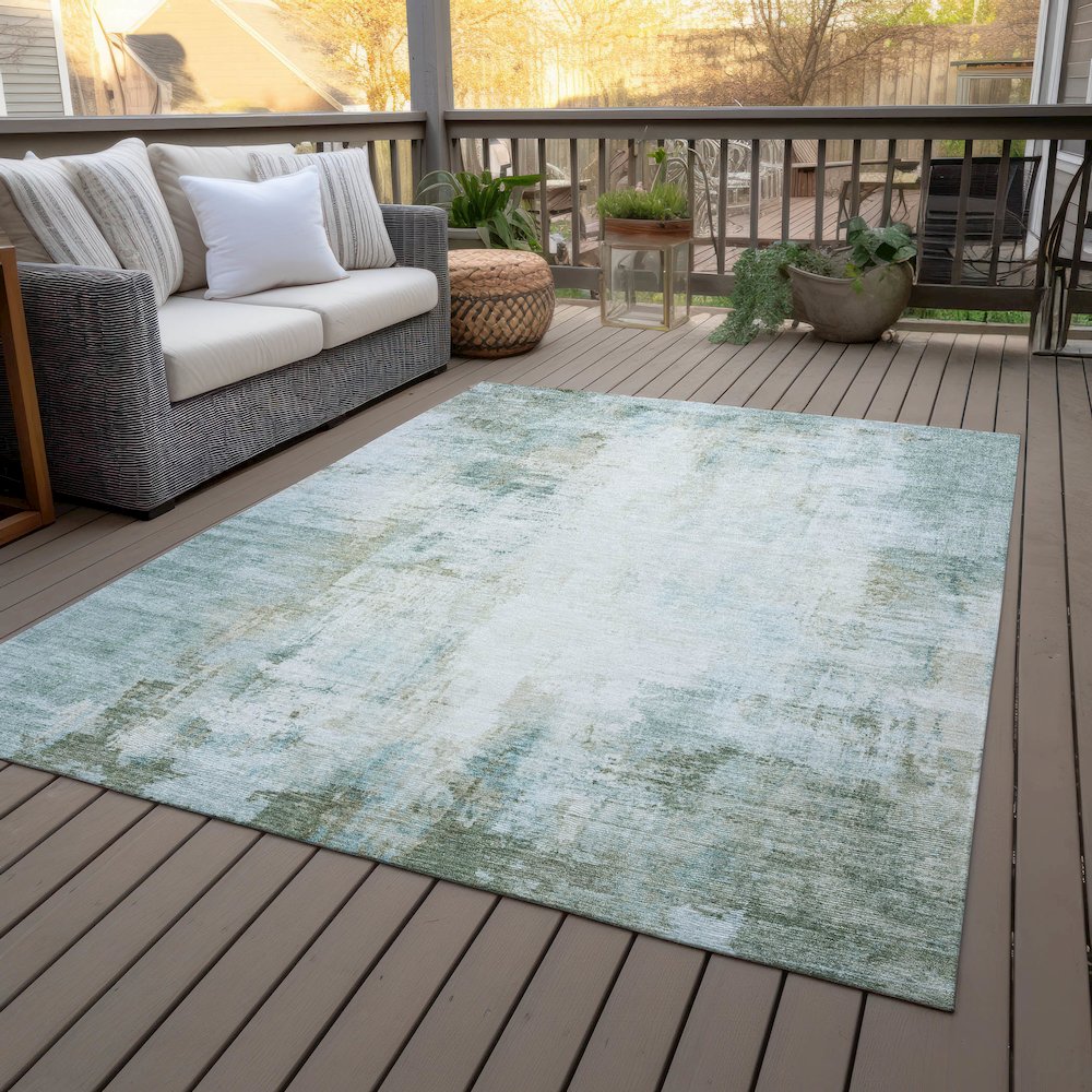 Machine Washable Indoor/Outdoor Chantille ACN2171 Sage 10' x 14' Rug. Picture 8