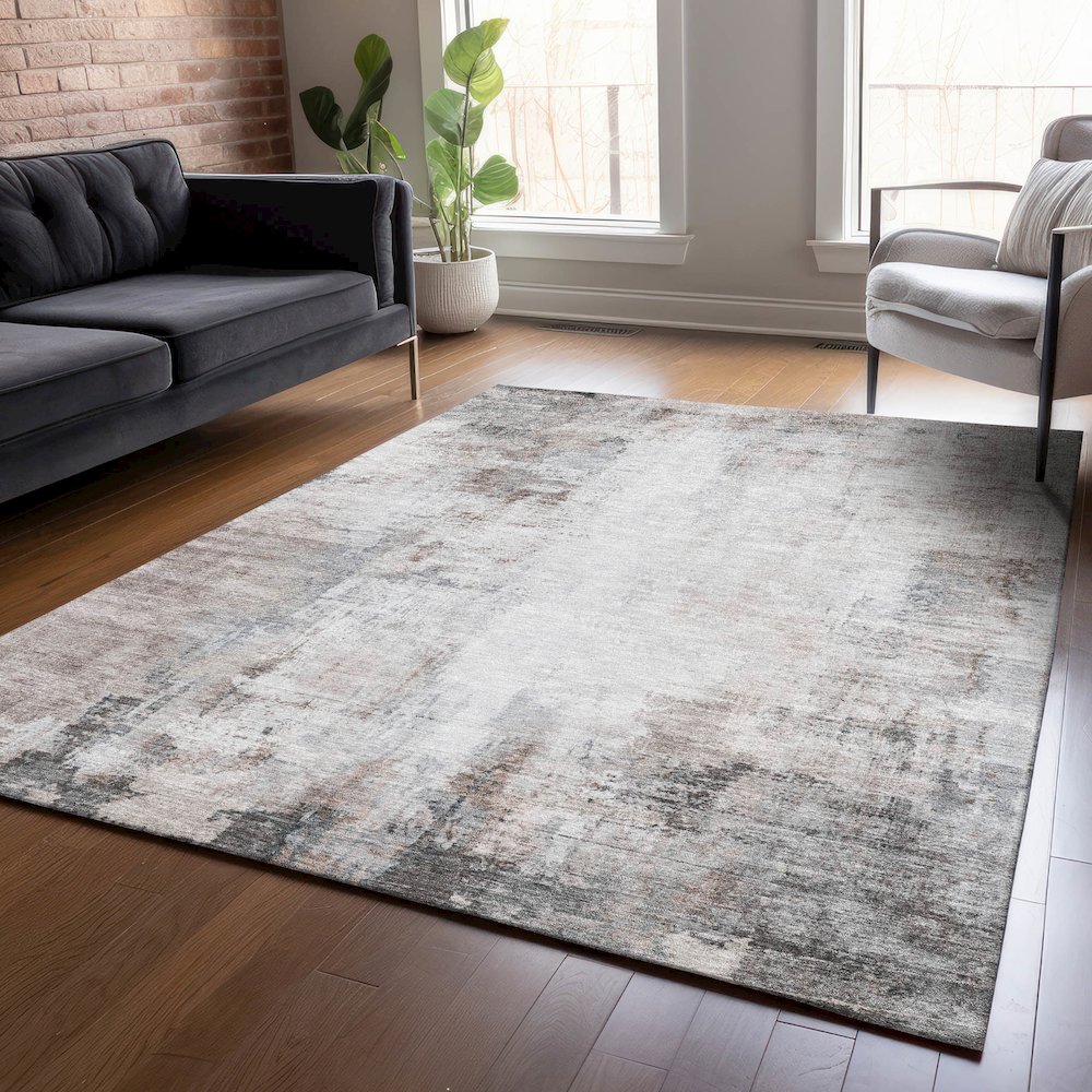 Machine Washable Indoor/Outdoor Chantille ACN2171 Taupe 10' x 14' Rug. Picture 5