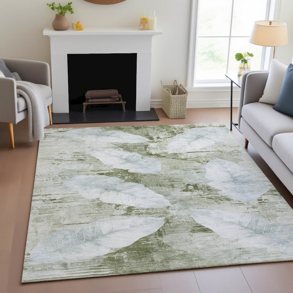 Machine Washable Indoor/Outdoor Chantille ACN2172 Aloe 10' x 14' Rug. Picture 5