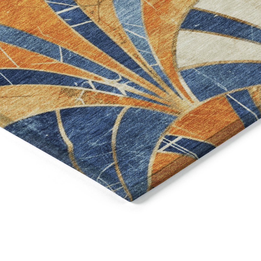 Machine Washable Indoor/Outdoor Chantille ACN2178 Blue 8' x 8' Round Rug. Picture 3