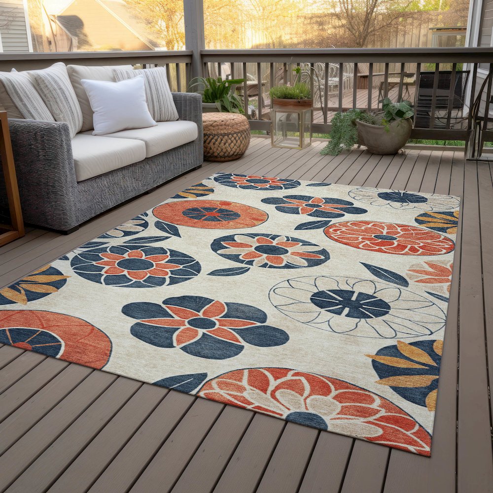 Machine Washable Indoor/Outdoor Chantille ACN2179 Beige 10' x 14' Rug. Picture 8