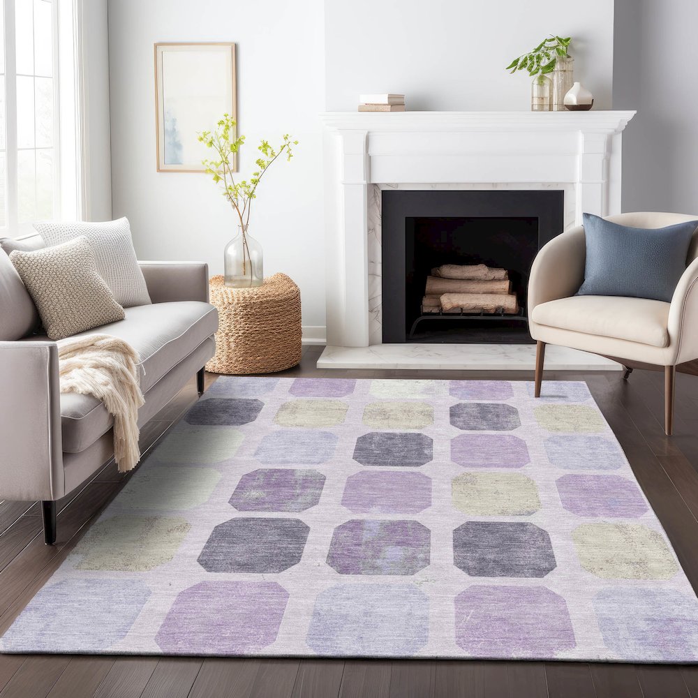 Machine Washable Indoor/Outdoor Chantille ACN2182 Lavender 10' x 14' Rug. Picture 6