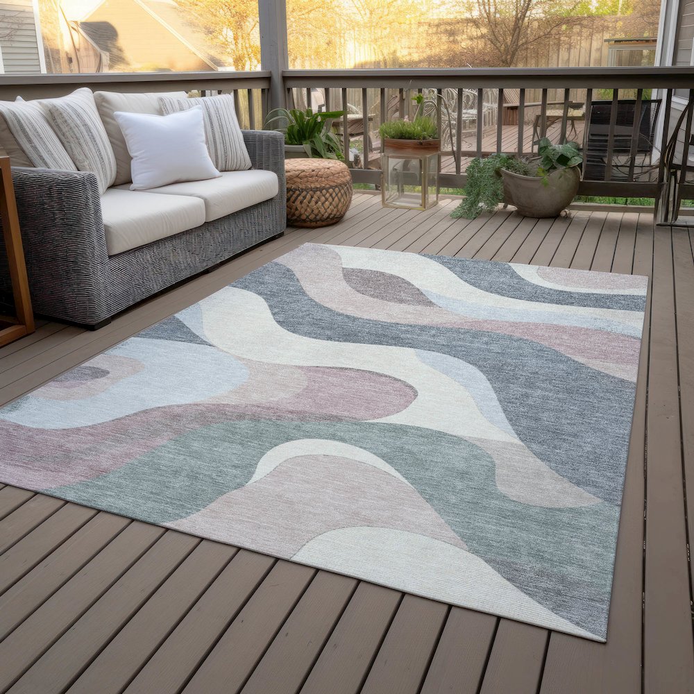 Machine Washable Indoor/Outdoor Chantille ACN2186 Blush 10' x 14' Rug. Picture 8