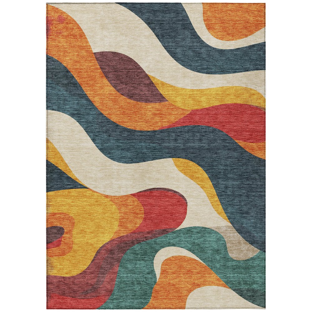 Machine Washable Indoor/Outdoor Chantille ACN2186 Orange 10' x 14' Rug. Picture 1
