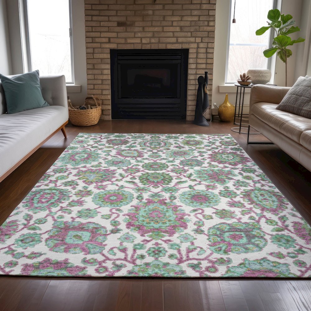 Machine Washable Indoor/Outdoor Chantille ACN2187 Mint 10' x 14' Rug. Picture 6