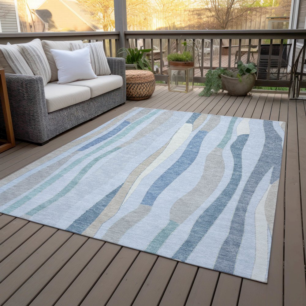 Machine Washable Indoor/Outdoor Chantille ACN2188 Sky 10' x 14' Rug. Picture 8
