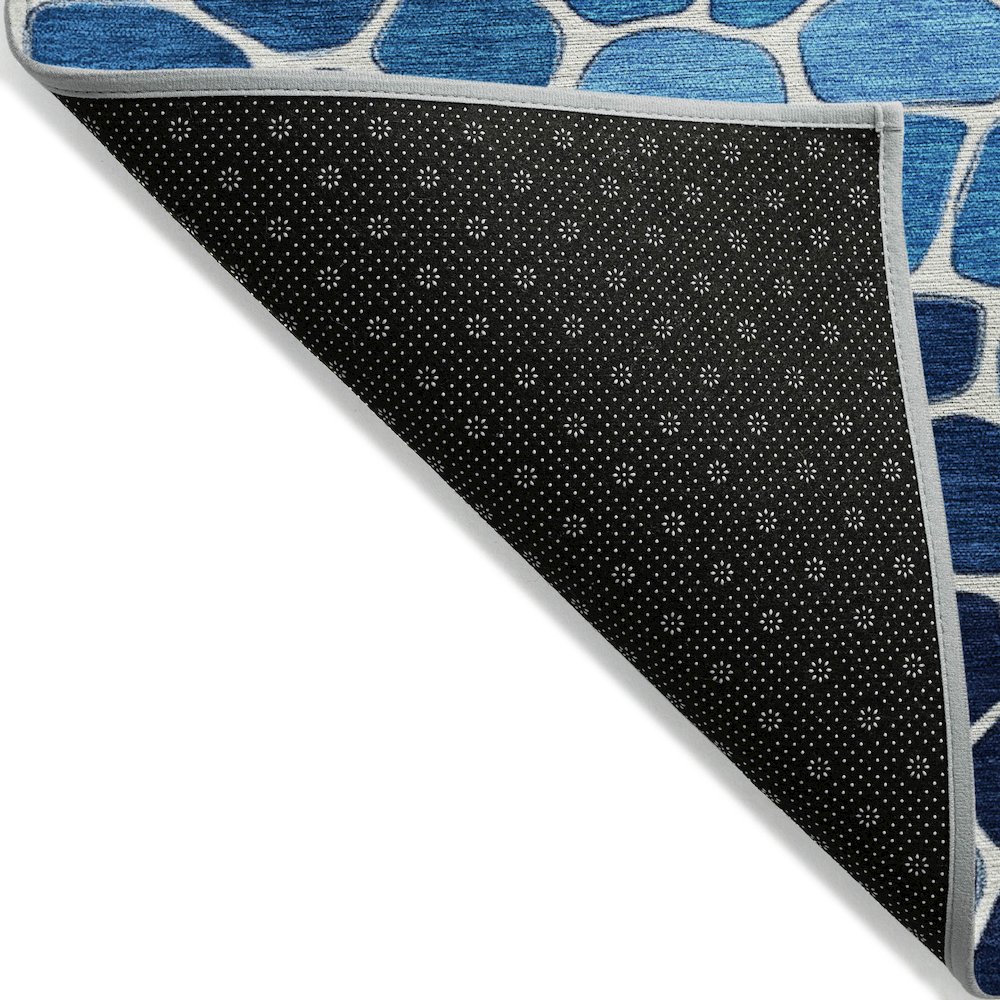 Machine Washable Indoor/Outdoor Chantille ACN2190 Blue 8' x 8' Round Rug. Picture 2