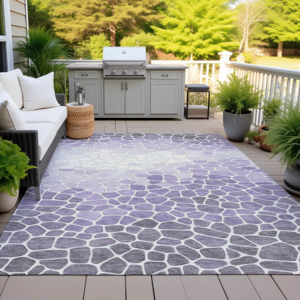 Machine Washable Indoor/Outdoor Chantille ACN2190 Purple 10' x 14' Rug. Picture 7