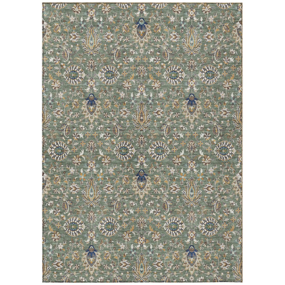 Machine Washable Indoor/Outdoor Chantille ACN2192 Green 10' x 14' Rug. Picture 1