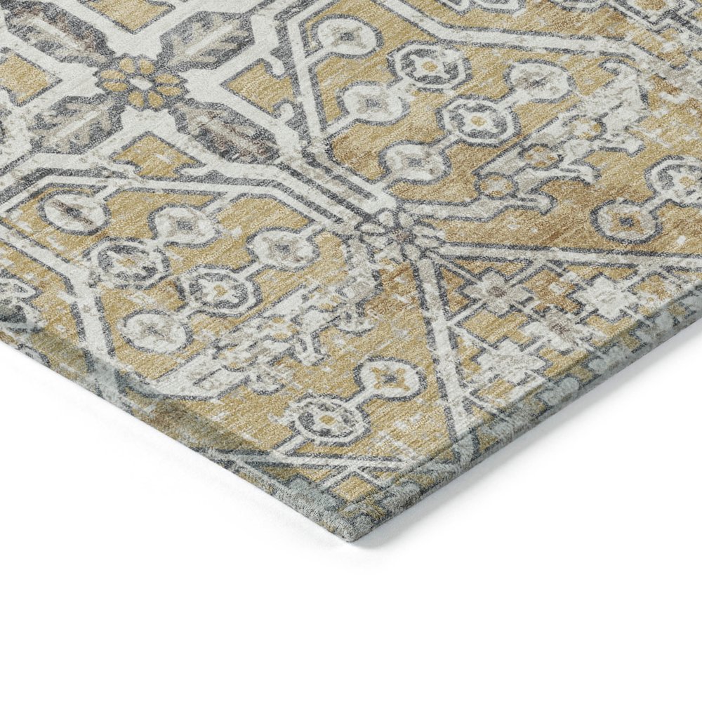 Machine Washable Indoor/Outdoor Chantille ACN2197 Gold 8' x 8' Round Rug. Picture 3