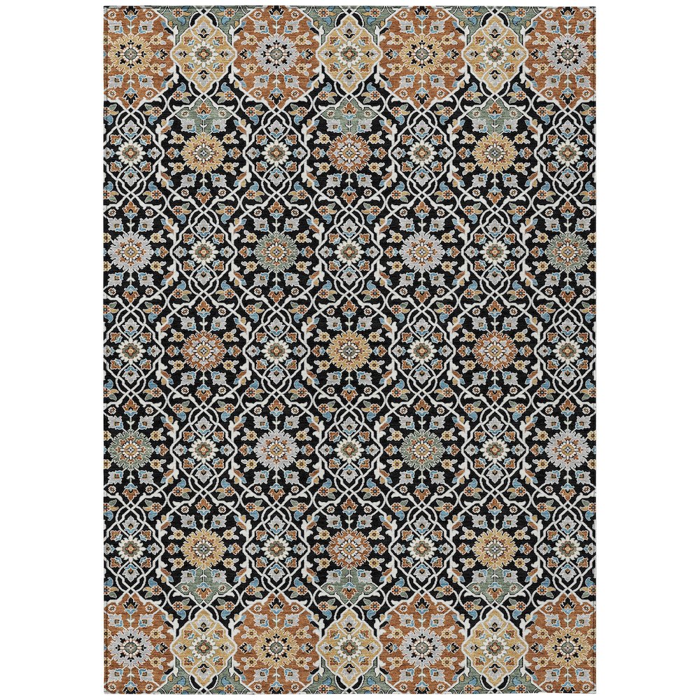Machine Washable Indoor/Outdoor Chantille ACN2199 Black 10' x 14' Rug. Picture 1