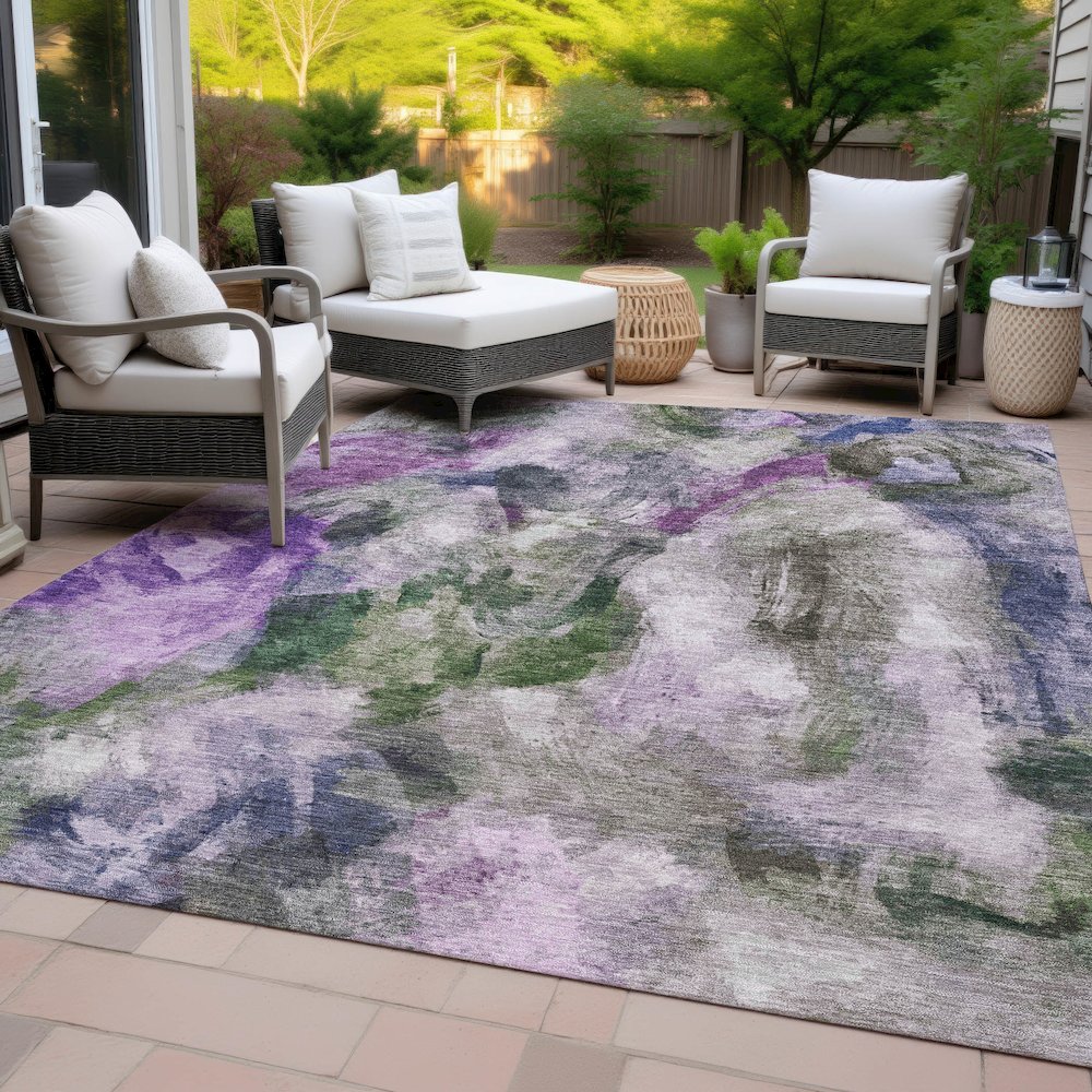 Machine Washable Indoor/Outdoor Chantille ACN2204 Lavender 10' x 14' Rug. Picture 8