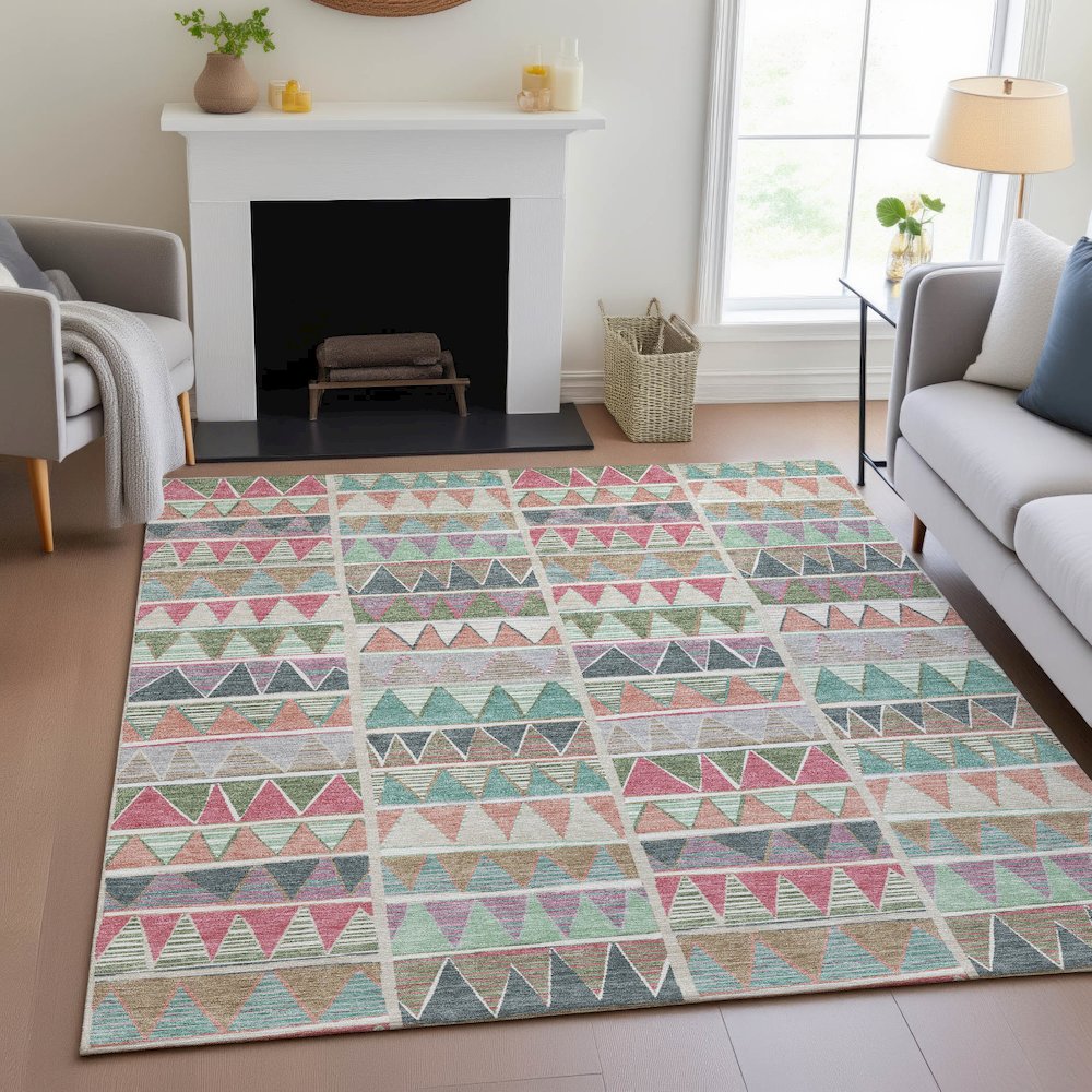 Machine Washable Indoor/Outdoor Chantille ACN2205 Salmon 10' x 14' Rug. Picture 5