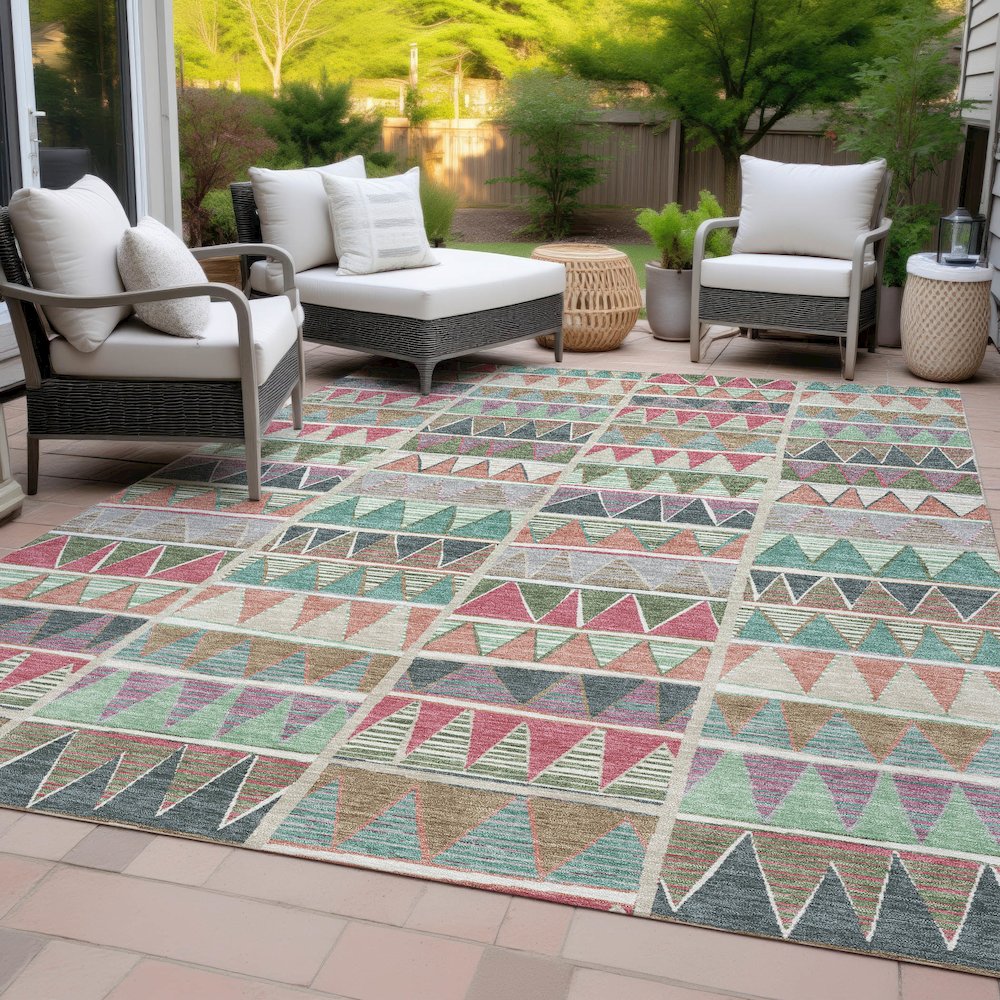 Machine Washable Indoor/Outdoor Chantille ACN2205 Salmon 10' x 14' Rug. Picture 8