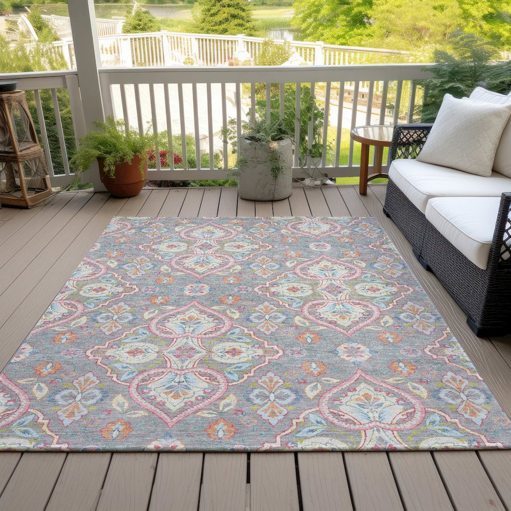 Machine Washable Indoor/Outdoor Chantille ACN2207 Gray 10' x 14' Rug. Picture 7
