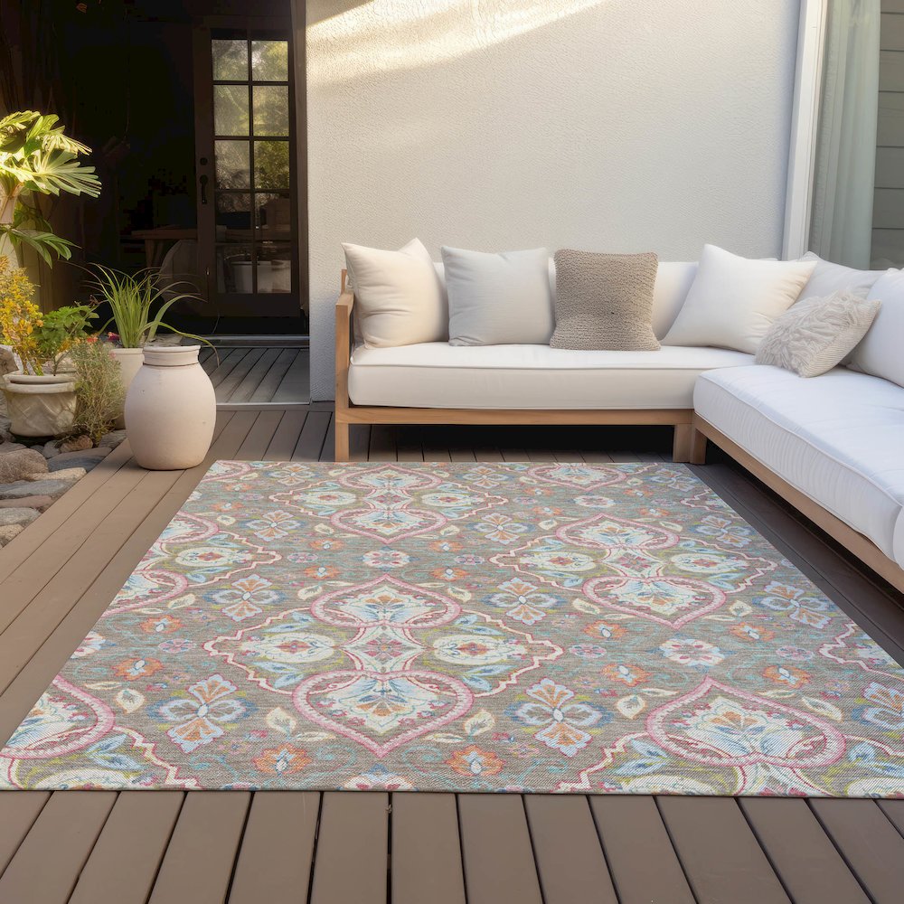 Machine Washable Indoor/Outdoor Chantille ACN2207 Taupe 10' x 14' Rug. Picture 7