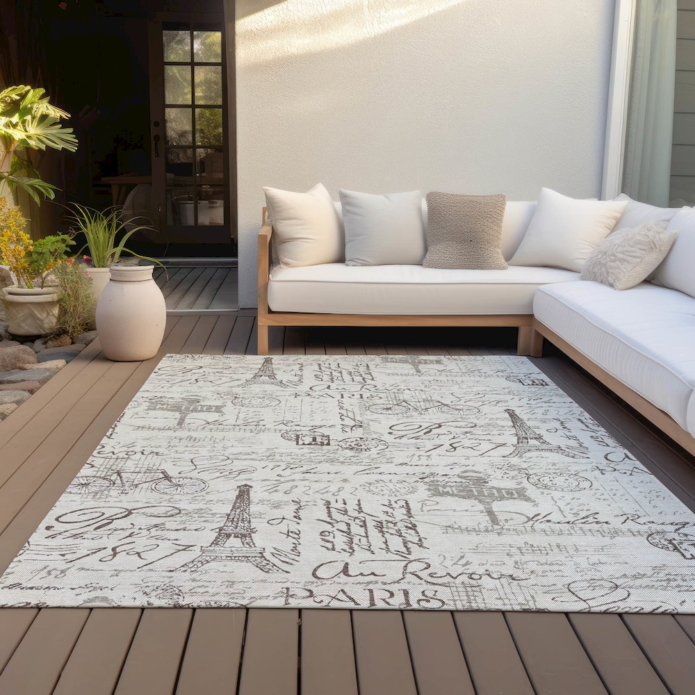 Machine Washable Indoor/Outdoor Chantille ACN2209 Linen 10' x 14' Rug. Picture 7