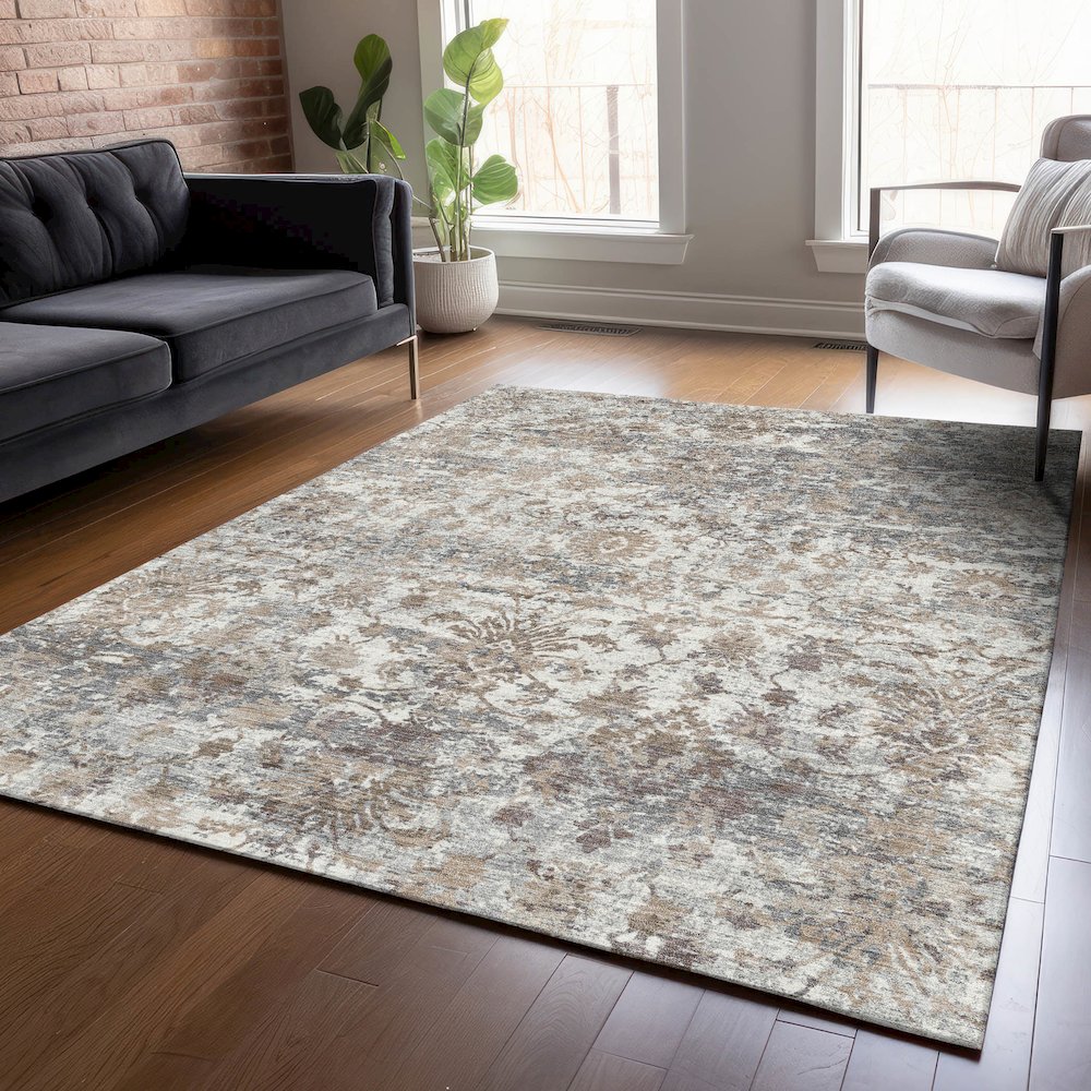 Machine Washable Indoor/Outdoor Chantille ACN2211 Taupe 10' x 14' Rug. Picture 5